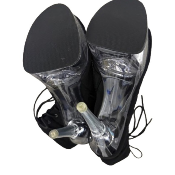 2/$35 Dolls Kill Stassi Boot size 10 Black and clear Heeled Boots - Picture 4 of 7